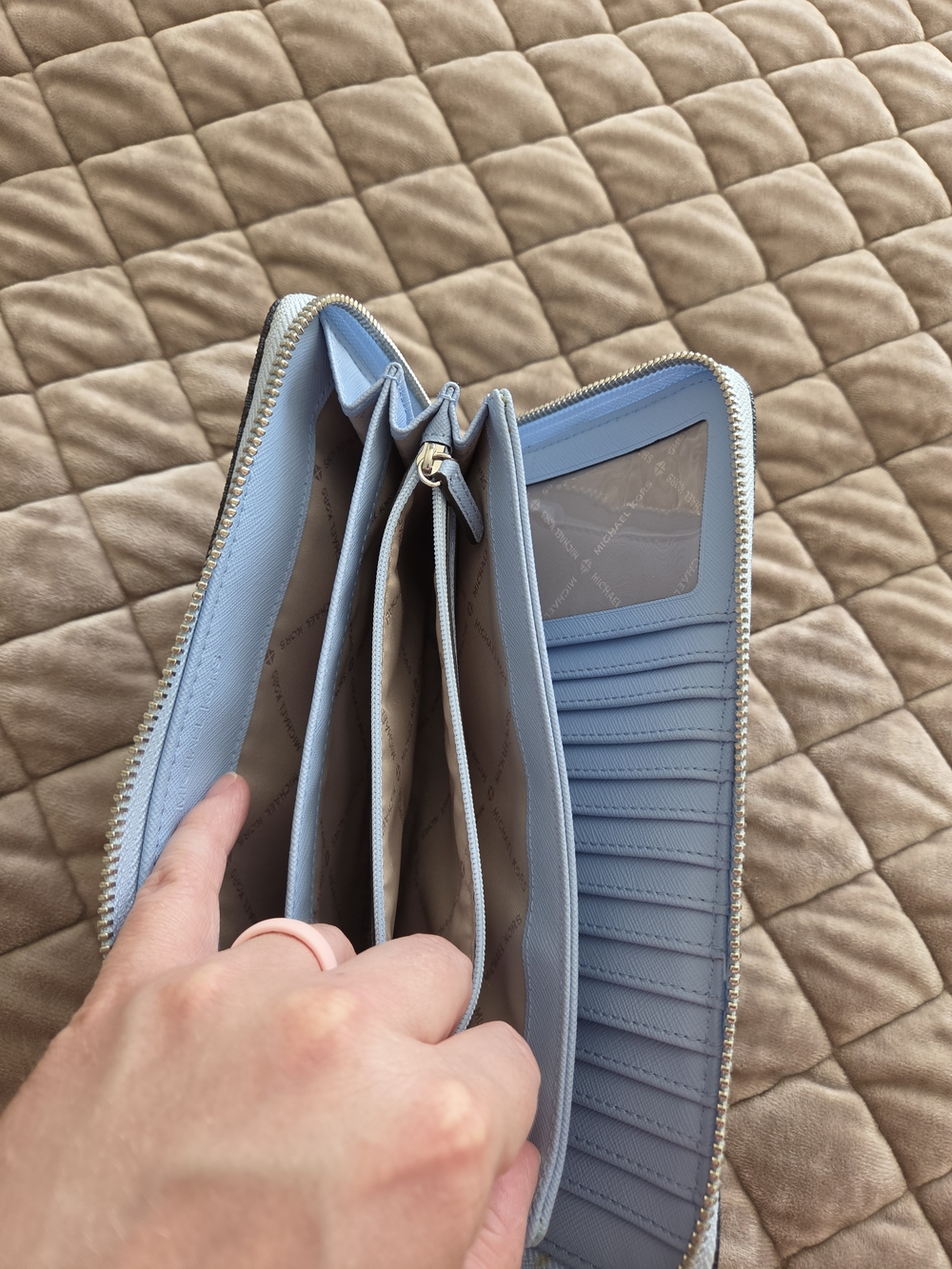 Michael Kors Navy Saffiano Tote with Michael Kors Logo Zip Wallet. #SW - Picture 10 of 16